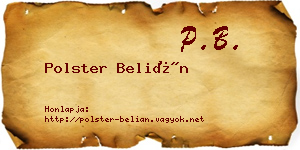 Polster Belián névjegykártya